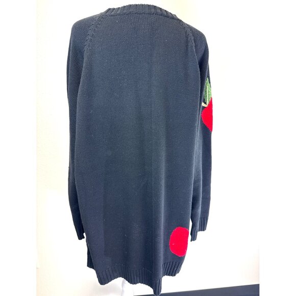 NWT Quacker Factory Apple Cottagecore Sweater Knit Pullover Black 1X Novelty - Picture 4 of 12